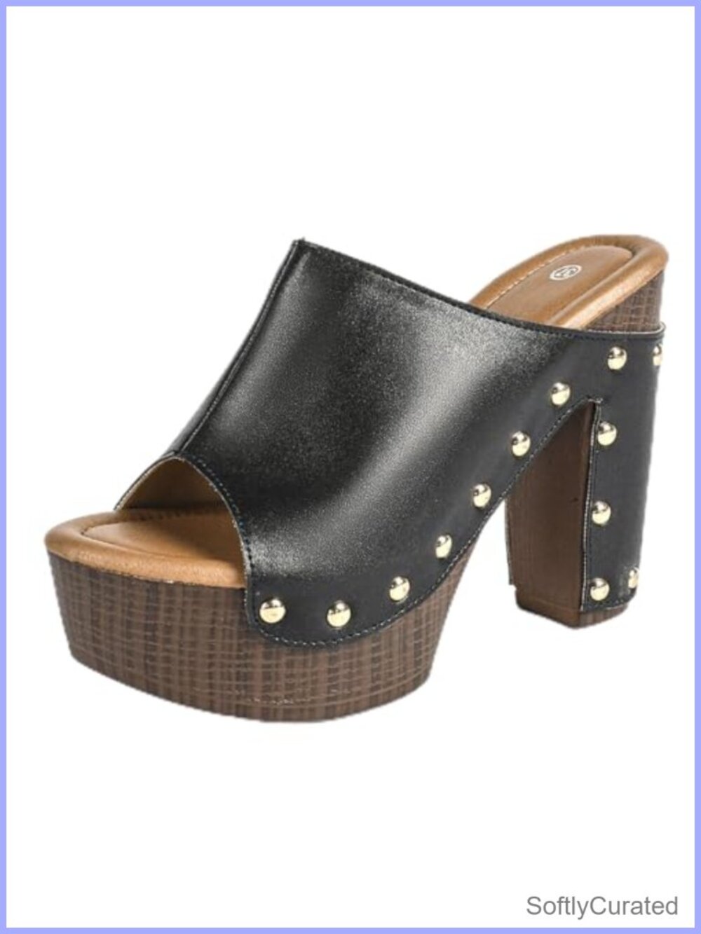 Platform Stacked Heel Sandals, Peep-Toe Slip On Chunky High Heels, Party Work